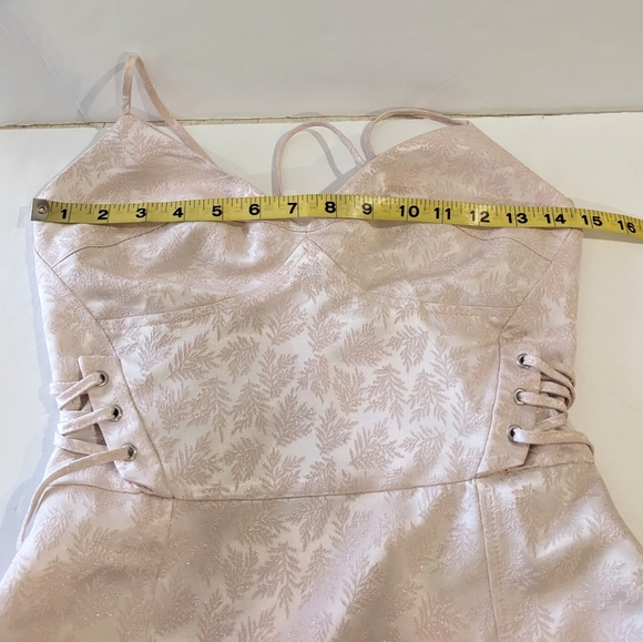 Top Shop Dress Midi Baby Pink Lace Up Corset Satin Jacquard Size 2 - Picture 13 of 17